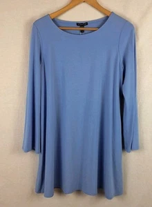 Eileen Fisher Viscose Jersey Longsleeve Tunic Blouse Sz-Medium Color-Blue NEW - Picture 1 of 11