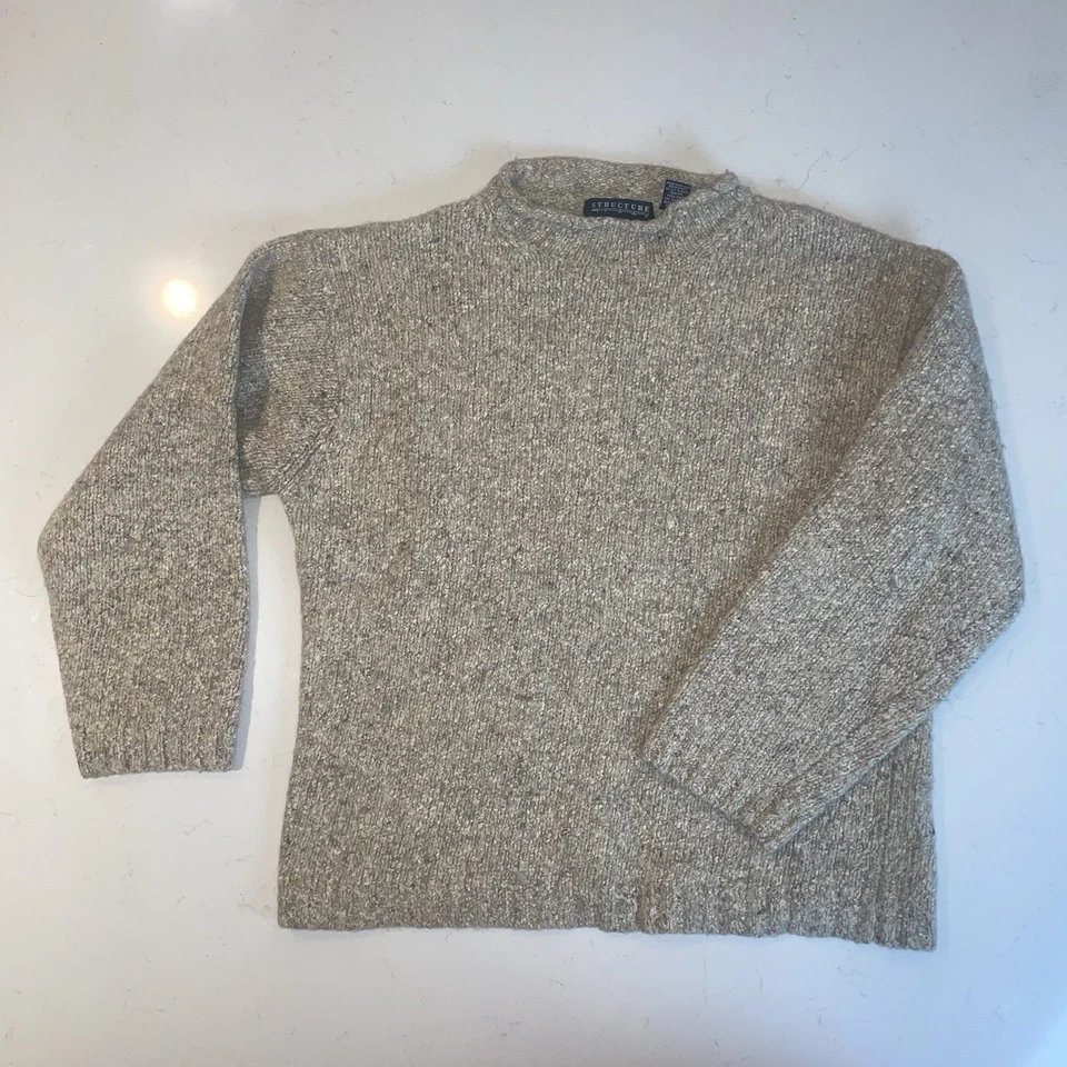 Vintage 90s Men’s Structure Roll Neck Knit Sweater Size Large Wool Silk Blend - Image 1 of 4