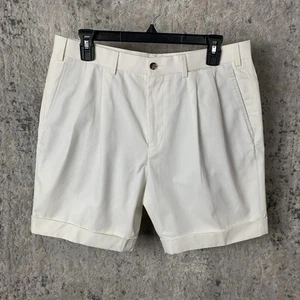 Suitsupply Bosa Pleated Cuffed Shorts Size 48 White 7" Preppy Old Money Mens - Picture 1 of 12