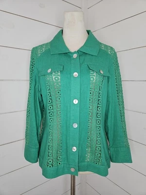 Chaqueta Multiples Mediana Verde Ligera Mezcla Lino/Rayón Foto 1 de 2