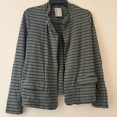 Cárdigan Blazer Anthropologie Dolan Left Coast Gris Negro Rayas Frente Abierto L Foto 1 de 4