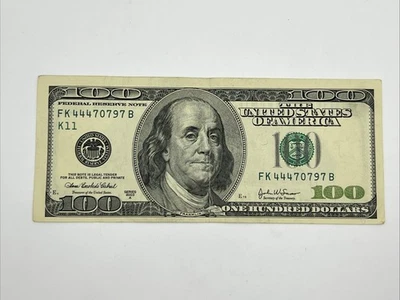 Series 2003A ~ US One Hundred Dollar Bill Note $100 Dallas FK 44470797 B - Image 1 of 3
