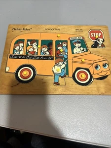 Vintage 1970s Fisher Price Wooden Puzzle School Bus #515 - 13 Pieces - Picture 1 of 8
