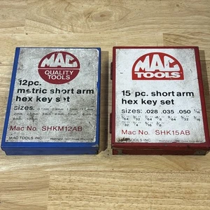 Mac Tools Metric & SAE Short Arm Hex Key Set Metal Cases SHK15AB SHKM12AB READ! - Picture 1 of 13