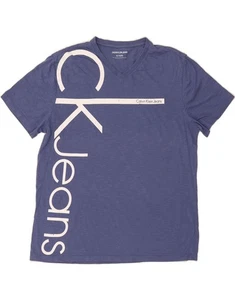 CALVIN KLEIN JEANS Herren Grafik T-Shirt Oberteil XL Blau Baumwolle WH06 - Bild 1 von 3