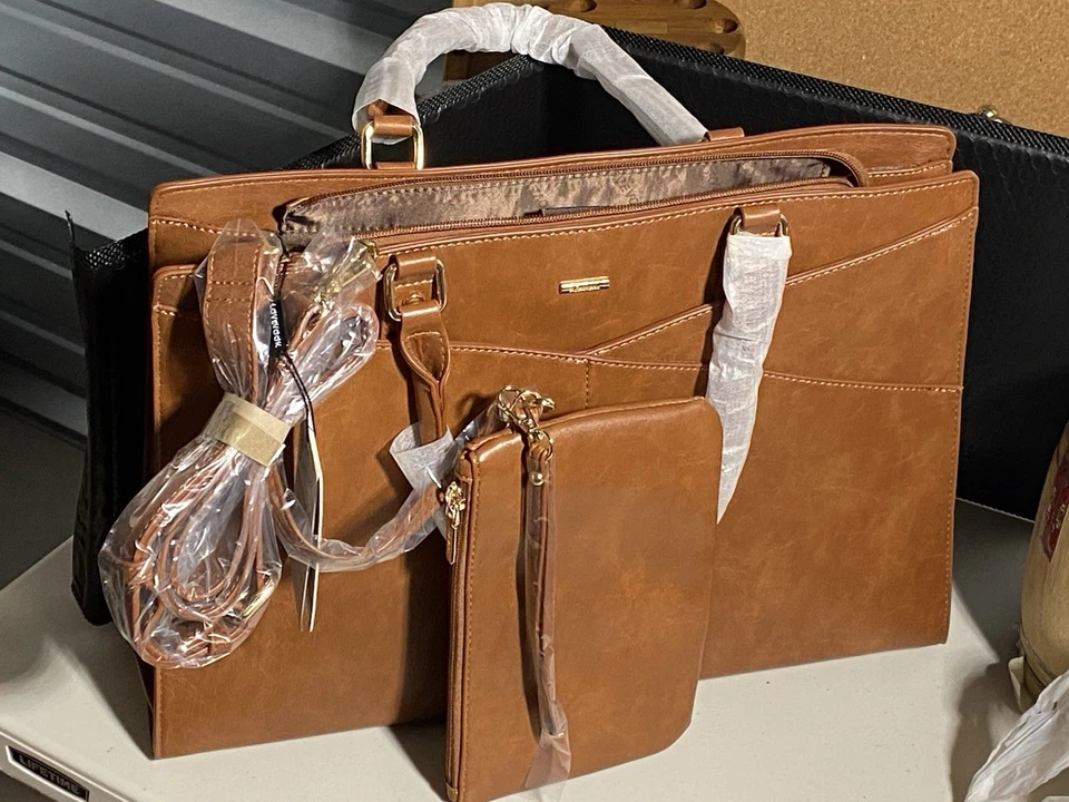 LOVEVOOK Laptop Bag Set for Women Vintage Look Leather Tote, Brand  New! S10 - Image 1 of 4