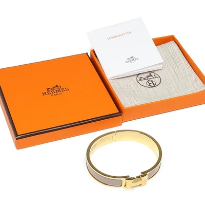 Brazalete Hermes Clic H Esmalte Marrón Enlace 801118 Foto 1 de 4