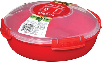 SISTEMA PLASTICS Sistema Microwave round Food Container/Cookware Bowl | 1.3 L Food Steamer | Red