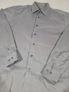 David Donahue Men’s Dress Shirt 16 36/37 Gray Cotton Geometric Micro Print NWOT - Picture 1 of 7