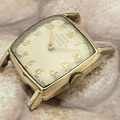 EF5: RELOJ AUTOMÁTICO PARACHOQUES MARTILLO GIRARD PERRIGAUX RELLENO DE ORO AÑOS 40 2 Fijos Foto 1 de 4