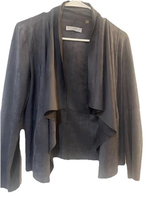 Bagatelle Collection Jacket Women's Medium Gray Draped Open Front Faux Suede - Изображение 1 из 4