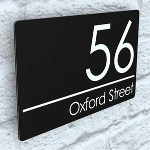 CUSTOM BLACK HOUSE SIGN NUMBER STREET SIGN ADDRESS DOOR WALL PLAQUE - Picture 1 of 5