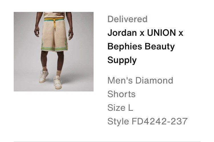 Jordan x UNION x Bephies Beauty Supply Diamond Shorts Style FD4242-237 Size S