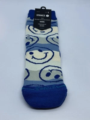 NUEVO Calcetines Stance X Wade Collection Azul Cara Smiley Niños Talla Juvenil L 3-5.5 Nuevos con Etiquetas Foto 1 de 3