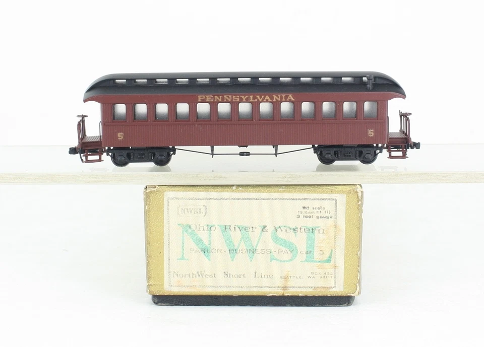Coche de pago Northwest Short Line HOn3 latón Ohio River y Western pintado PRR Foto 1 de 4