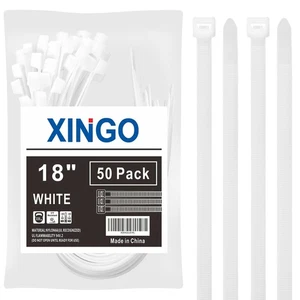 18 inch White Large Zip Ties Heavy Duty 50 Pack, 330 LBS Ultra Exclusive Stro... - Bild 1 von 7