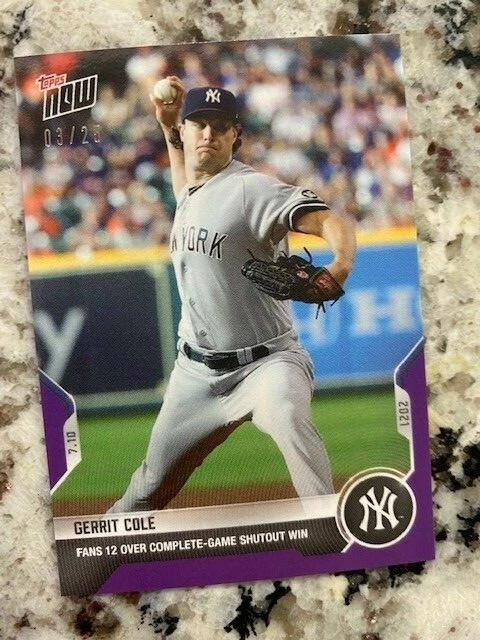 2021 TOPPS NOW PURPLE PARALLEL CARD 03/25 NEW YORK YANKEES GERRIT COLE #487 - Image 1 of 1