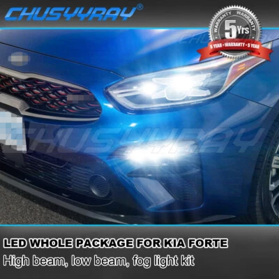 For KIA FORTE 2019 2020 9005 H7 LED Headlight Bulbs Hi / Lo + Fog Light Kit - Image 1 of 4