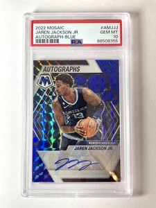 2022-23 Panini Mosaic NBA Blue AUTO Jaren Jackson Jr Grizzlies /25 PSA 10 - Picture 1 of 2