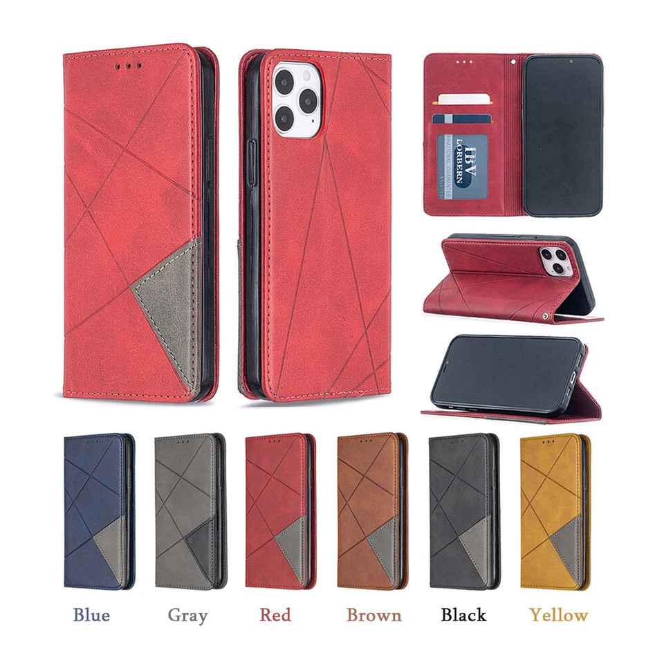 Flip Leather Yellow Blue Phone Case Cover For iPhone 12 Pro 11 Pro Max 12 11 - Image 1 of 4