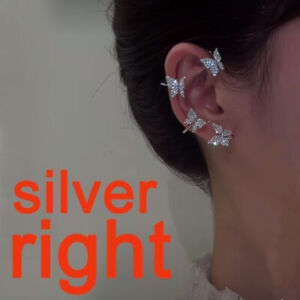 Silver/Gold Plated Zircon Butterfly Ear Clip Earrings Cuff Tassel Women Gifts