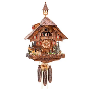 Kuckucksuhr „Waldleben mit Jäger“ 30 x 45 x 68cm Schwarzwalduhr Wanduhr aus Holz - Bild 1 von 6