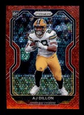 AJ DILLON 2020 PANINI PRIZM #364 PACKERS ROOKIE RED NO HUDDLE DISCO #33/50 S7902