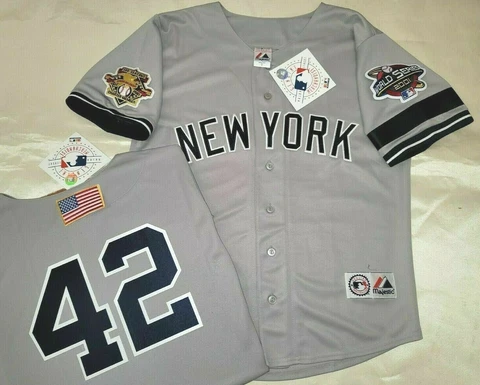 MARIANO RIVERA YANKEES MENS 2001 WORLD SERIES  JERSEY MAJESTIC GREY Cover
