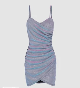 Juniors Iridescent Glitter Mini Sweetheart Bodycon Holiday Party Dress Large - Picture 1 of 5
