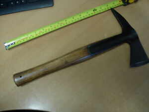 Vintage Firemans Axe Strapped Wooden Handle