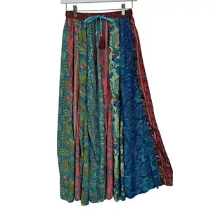 Einzigartiger Boho Patchwork Seide Maxirock Damen klein bunt Festival Gypsy - Bild 1 von 9