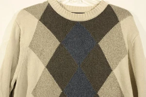 Dockers Sweater Size M Beige Argyle Pullover 100% Cotton Men - Picture 1 of 8