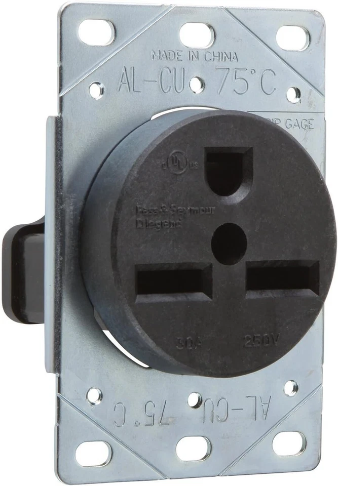 30 Amps 250V Flush Mounting Power Receptacle, NEMA 6-30R, Straight Blade Power Foto 1 de 1