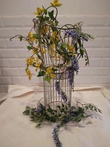 Vintage white metal decorative basket/container/handles. 20" tall. Nice one. - Picture 1 of 4
