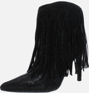 INC Boots Size 5.5 Black Western Ankle Booties Pointed Toe Evening Shoes NEW - Picture 1 of 10