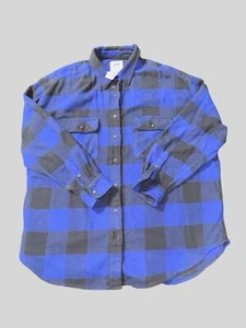 Aerie Oversized Blue Plaid Button Down Shirt Women's Size Medium - Picture 1 of 6