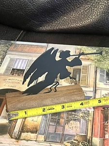 WOOD & METAL SCULPTURE ( “ WINGED ANGEL & BLOWING HORN “ ) - Picture 1 of 6