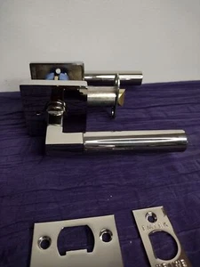Emtek Hercules Right HandPrivacy Door Lever Square Rose Brass Modern Collection - Picture 1 of 4