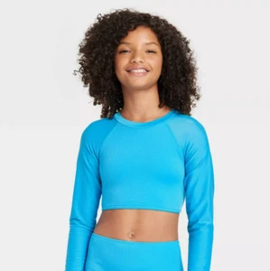 Art Class Girls Size XS 4/5 Cyber Long Sleeve Swim Top & Bottoms in Blue 2364 - Picture 1 of 10