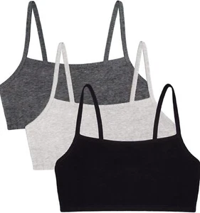 Fruit of the Loom Women's Spaghetti Strap Cotton Pull Over 3 Pack Sports Bra - Picture 1 of 6