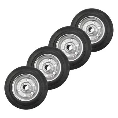 DÖRNER + HELMER GMBH 4er Set Vollgummi-Rad 140x37x15 mm Rola Nabe 44 mm, Stahlfelge, schwarz