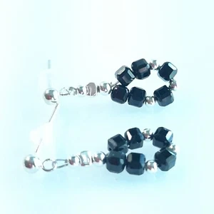 Sterling Silver Black Spinel Earrings (8) - Picture 1 of 5
