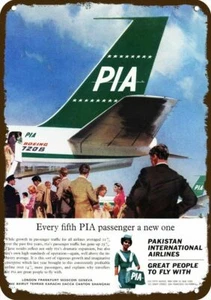 1964 PAKISTAN AIRLINES PIA BOEING 720B Jet Vntg-Lk DECORATIVE REPLICA METAL SIGN - Picture 1 of 1