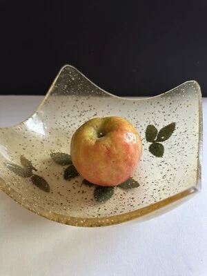 "Bandeja/cuenco Lucite de acrílico cuadrado atómico Mid-Century con mancha de oro 10""" Foto 1 de 4