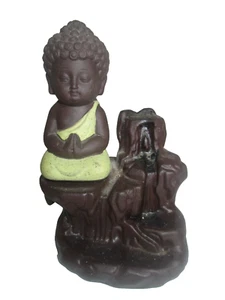 NICE CONTEMPORARY CUTE CHINESE BABY BUDDHA YIXING PURPLE CLAY INCENSE BURNER - Picture 1 of 12