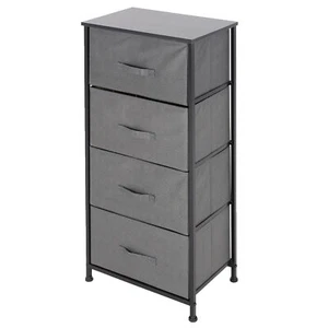 Schubladenschrank Kommode mit 4 Schubladen Konsole Vlies Grau 45x30x94cm - Bild 1 von 5