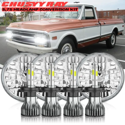 4PC 5 3/4" 5.75" Led Round Headlights for GMC C15 C1500 C25 C2500 Pickup 6000K Foto 1 de 4
