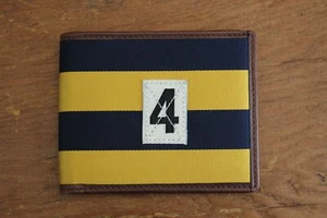 Rare Rugby Football Club Polo Ralph Lauren Striped w Leather Bifold Wallet - Picture 1 of 6