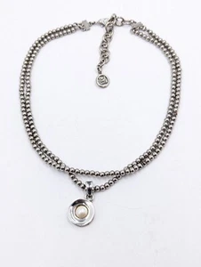 18 Inch Silver Toned Faux Pearl Givenchy Paris New York Double Strand Necklace  - Picture 1 of 13