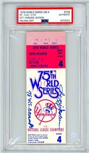 Reggie Jackson Signed World Series Game 4 Ticket Stub w/ "78 WS Champs" PSA - Picture 1 of 2